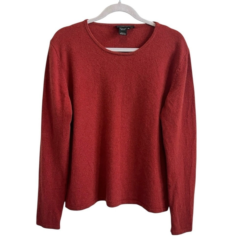 Kutenai Rust Red 100% Cashmere Crewneck Sweater XL Fits M/L